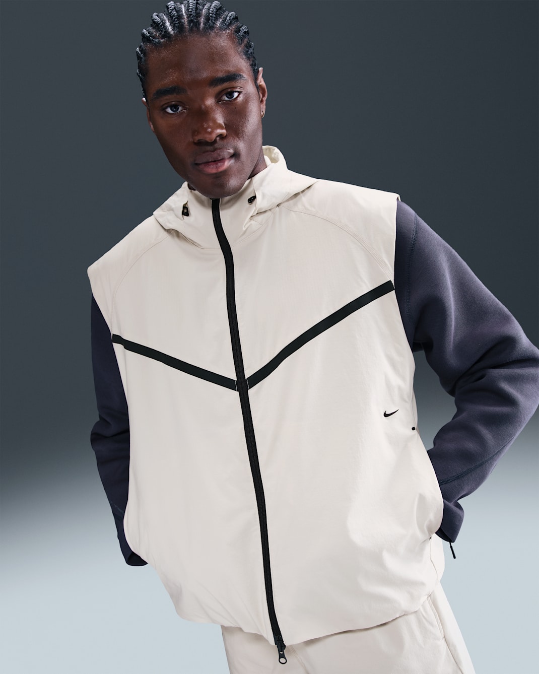 Chaleco Windrunner de tejido Woven Dri-FIT para hombre Nike Tech - Hueso claro/Negro