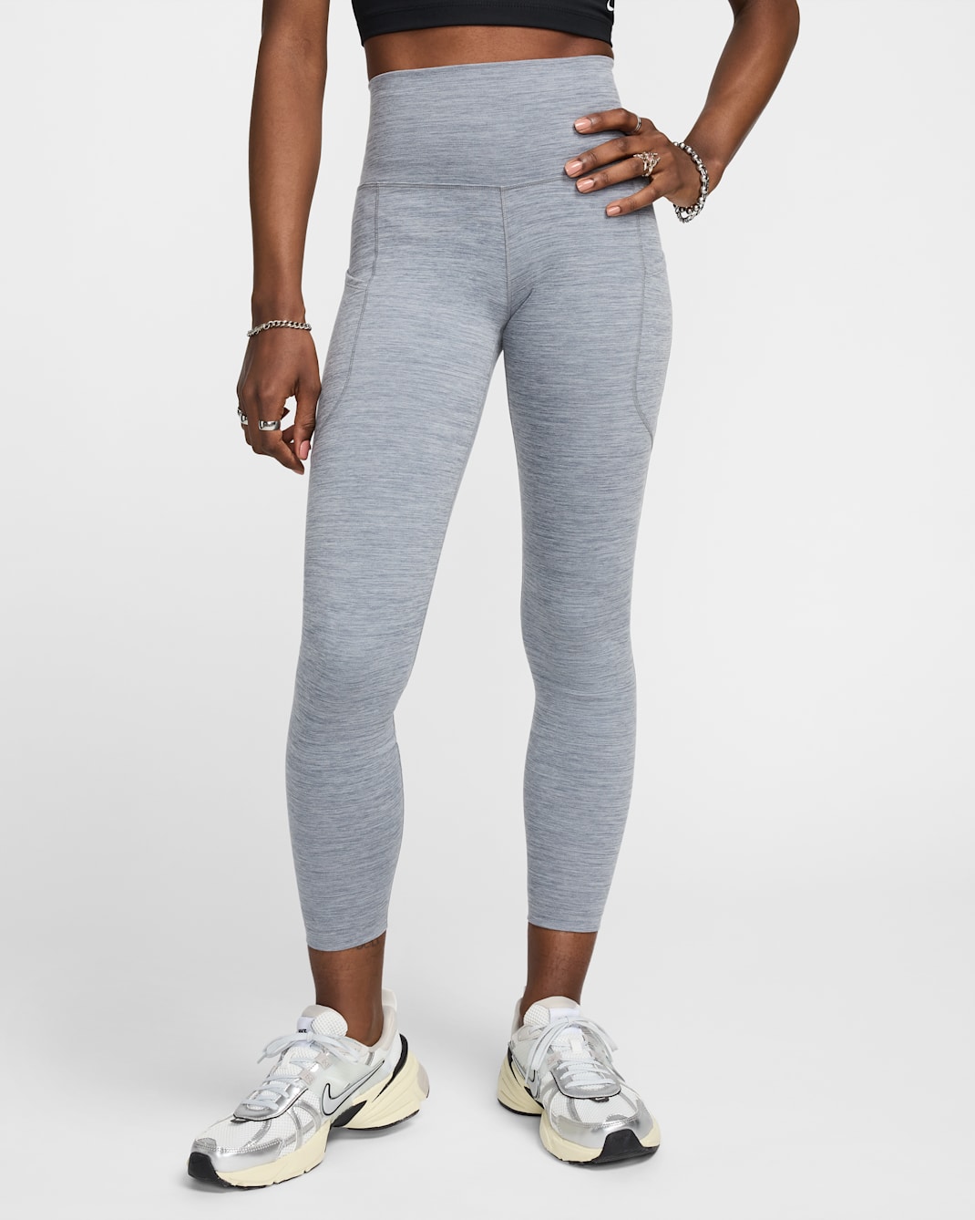 Nike One Women's High-Waisted 7/8 Leggings with Pockets - Smoke Grey/Heather/Black