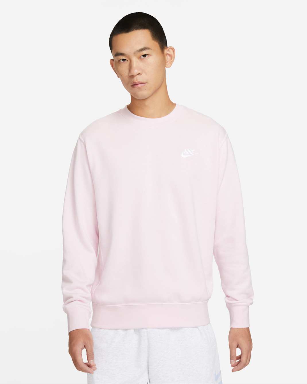 ナイキ スポーツウェア クラブ メンズ フレンチ テリー クルー - ピンクフォーム/ホワイト