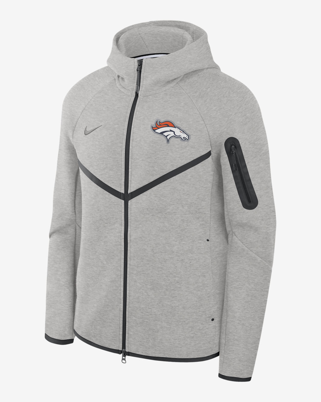 Denver Broncos Tech Fleece Windrunner Men's Nike NFL Full-Zip Hooded Jacket - Grey Heather/Black/Grey