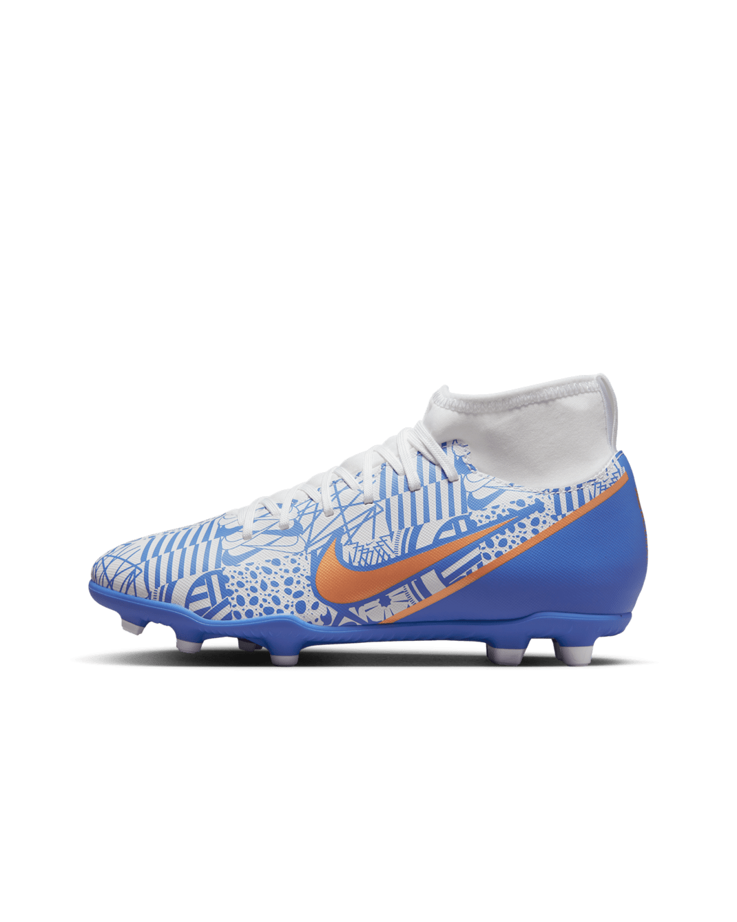 Nike Jr. Mercurial Superfly 9 Club CR7 MG Younger/Older Kids' Multi-Ground Football Boot - White/Concord/Medium Blue/Metallic Copper