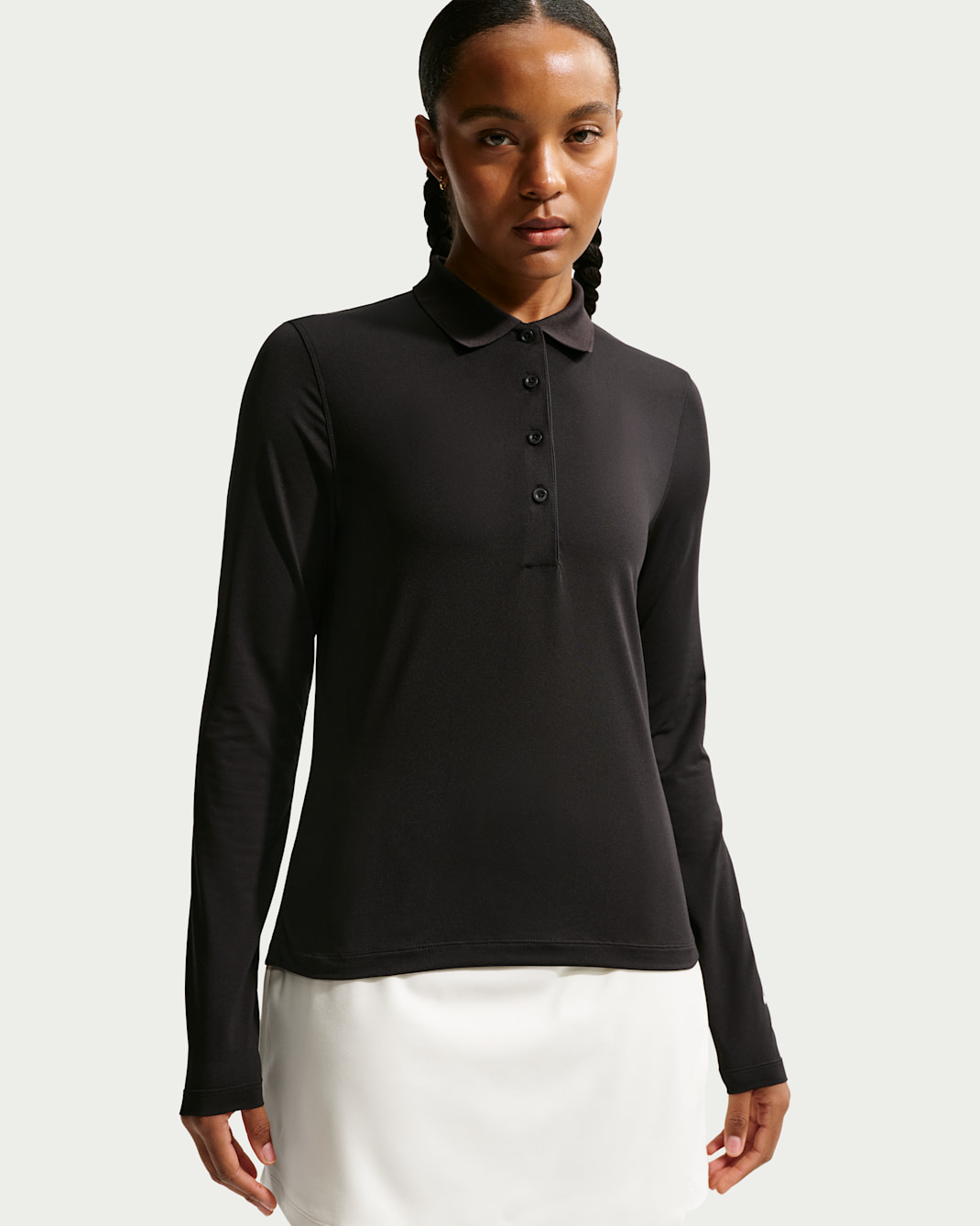 Nike Golf Club Women's Dri-FIT UV Long-Sleeve Golf Polo - Black/Sail