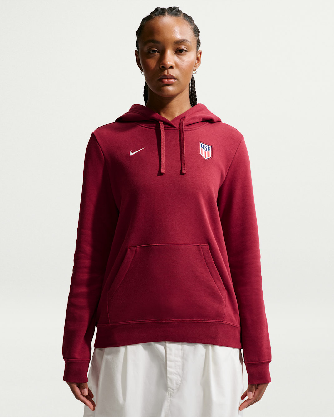 USMNT Club Fleece Women's Nike Soccer Pullover Hoodie - Team Red/Sail