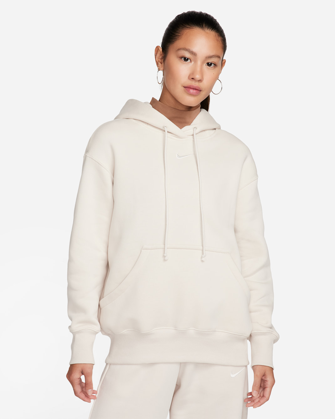 เสื้อมีฮู้ดแบบสวมขนาดโอเวอร์ไซส์ผู้หญิง Nike Sportswear Phoenix Fleece - Light Orewood Brown/Sail