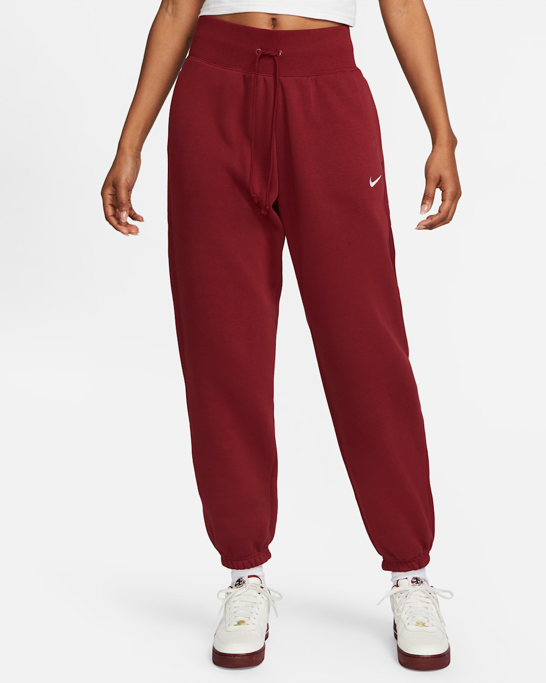 Nike Sportswear Phoenix Fleece Women's High-Waisted Oversized Sweatpants - Team Red/White