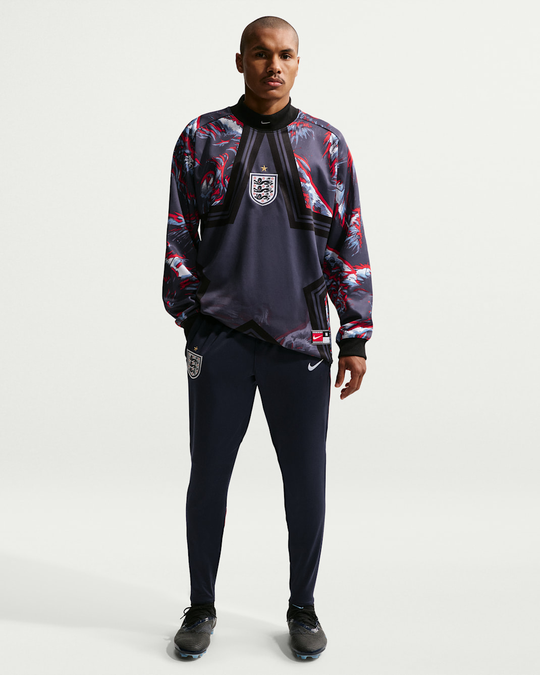 Fotbollsbyxor England Strike Nike Dri-FIT i stickat material för män - Obsidian/Work Blue/Vit