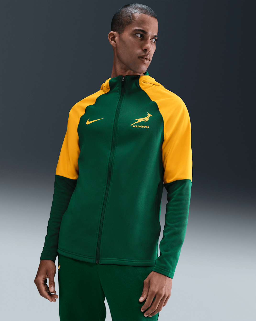 Springboks Nike Rugby Trainings-Kapuzenjacke (Herren) - Gorge Green/University Gold/University Gold