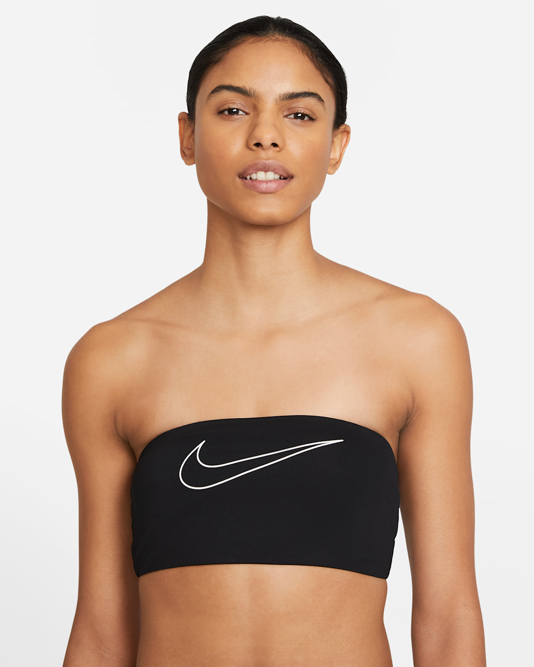 Haut de bikini bandeau Nike pour Femme - Noir/Blanc