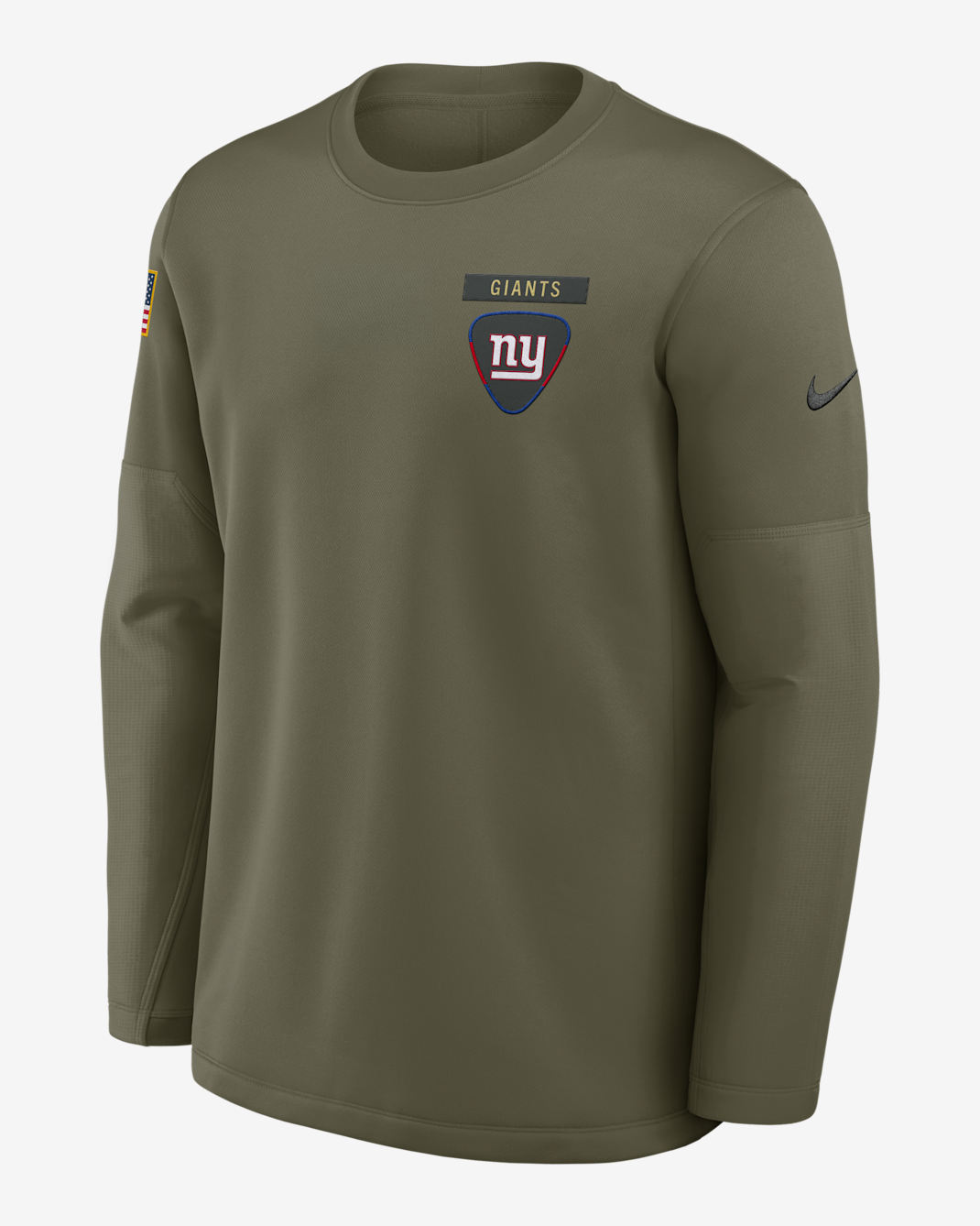 New York Giants Salute to Service Sideline Triumphant Win Coach Men's Nike NFL Pullover Crew - Medium Olive