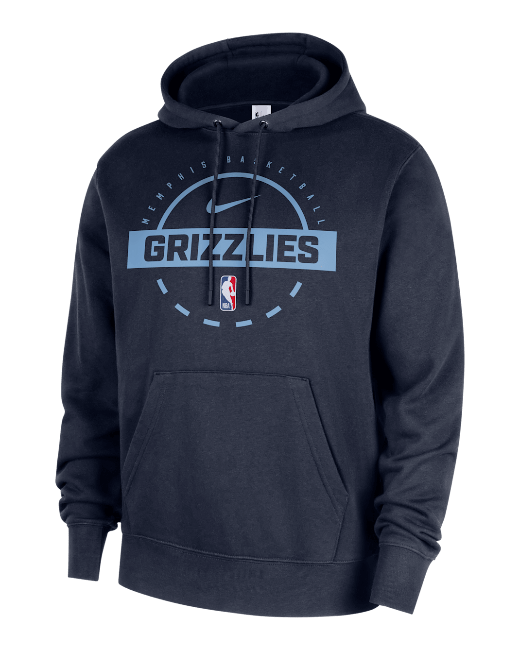 Memphis Grizzlies Club Men's Nike NBA Practice Pullover Hoodie - College Navy/Light Blue