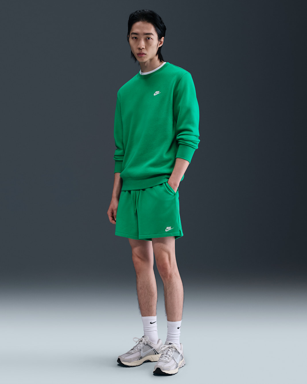 Nike Club Men's French Terry Flow Shorts - Stadium Green/Stadium Green/White