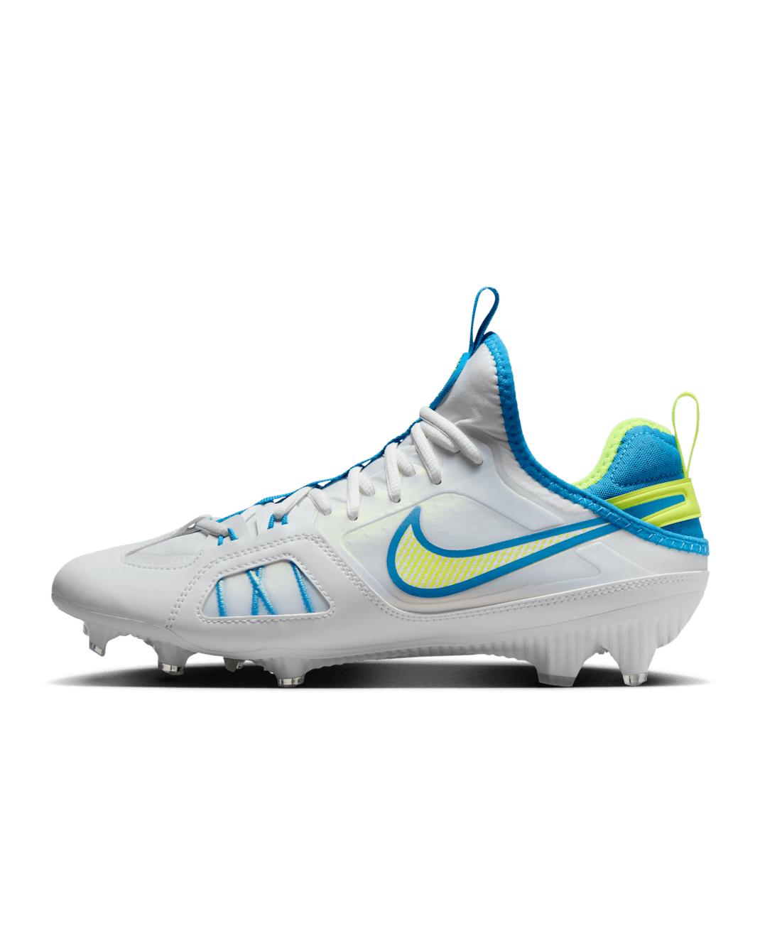 Nike Huarache 9 Varsity LAX SE Lacrosse Cleats - White/Volt/Vivid Blue