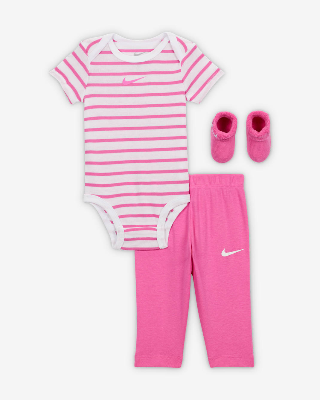 Nike Baby Bodysuit, Pants, and Terry Socks 3-Piece Set - Playful Pink