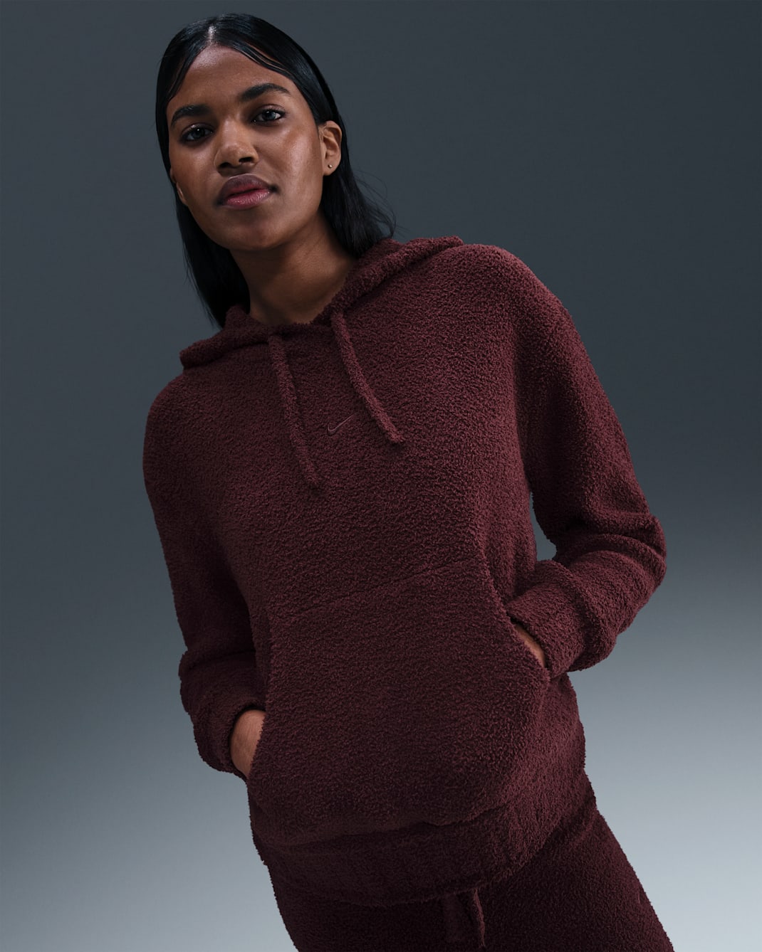 Sweat à capuche ample en maille Nike Sportswear Phoenix Cozy Bouclé pour femme - Burgundy Crush/Burgundy Crush