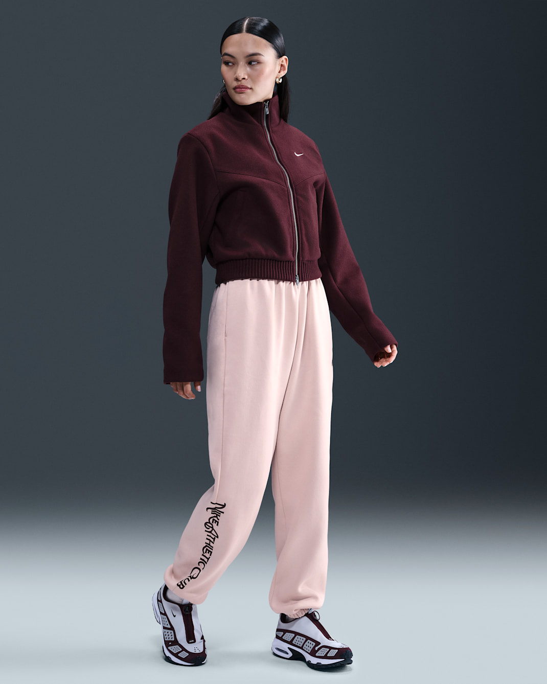 Nike Sportswear Phoenix Fleece Women's High-Waisted Oversized Pants - Silt Red/Burgundy Crush