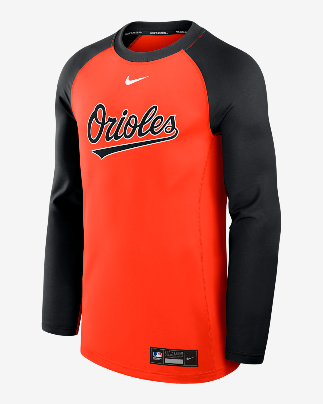 Sudadera de cuello redondo sin cierre Nike Dri-FIT de la MLB para hombre Baltimore Orioles Authentic Collection Game Time - Naranja