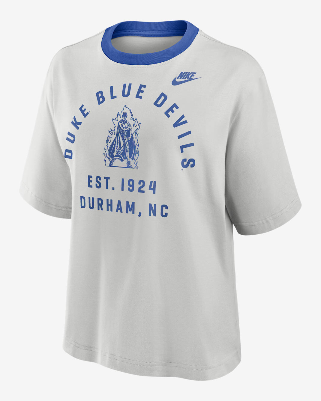 Duke Legacy Arch Script Boxy Women's Nike College T-Shirt - Photon Dust