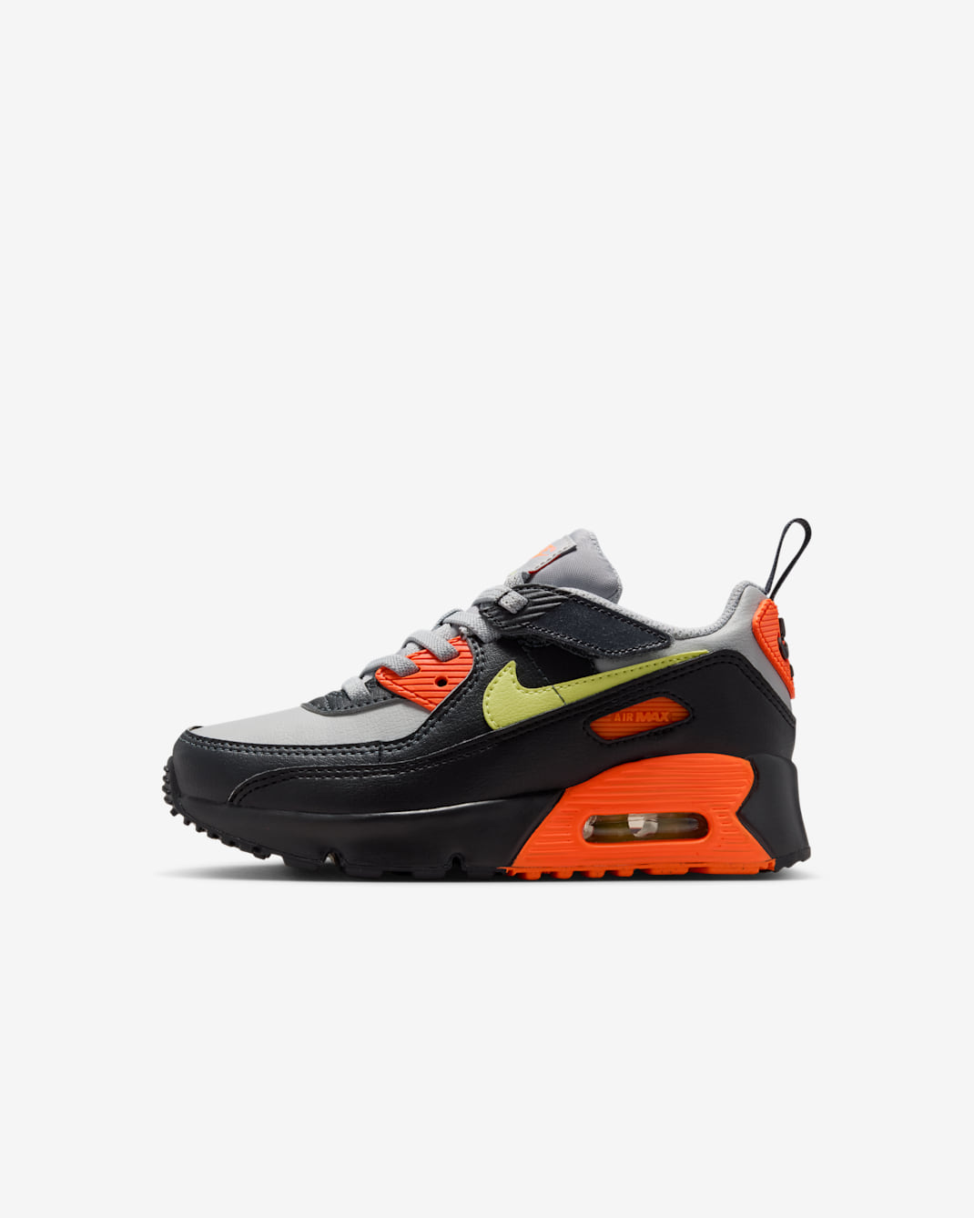 Tenis para niños de preescolar Nike Air Max 90 EasyOn - Gris humo claro/Hipercarmesí/Negro/Luz de calcio