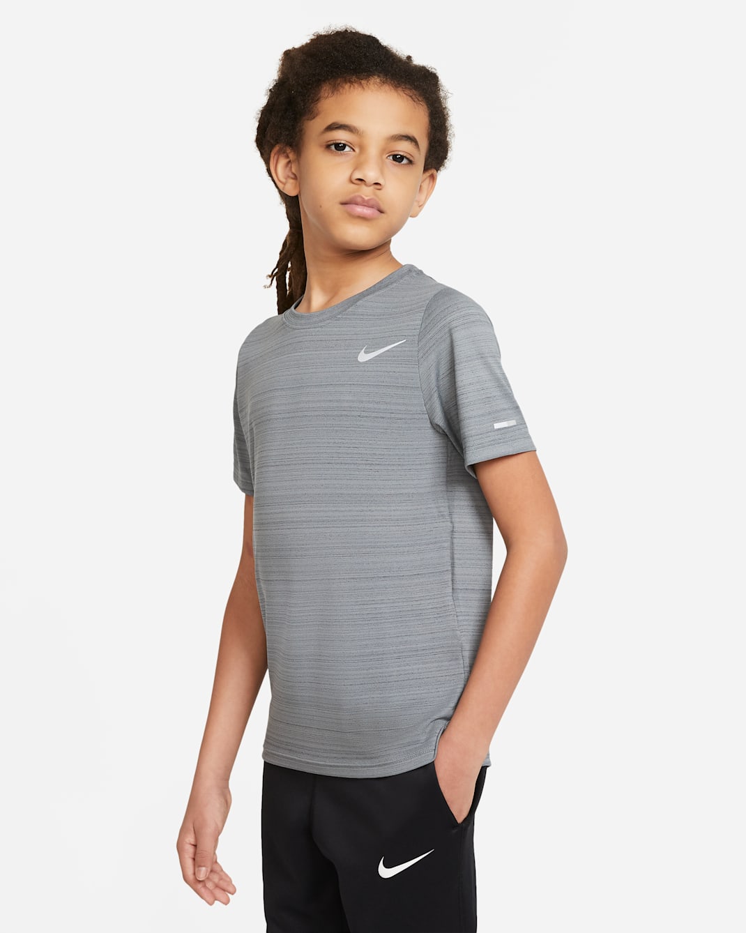 Nike Dri-FIT Miler Older Kids' (Boys') Training Top - Smoke Grey