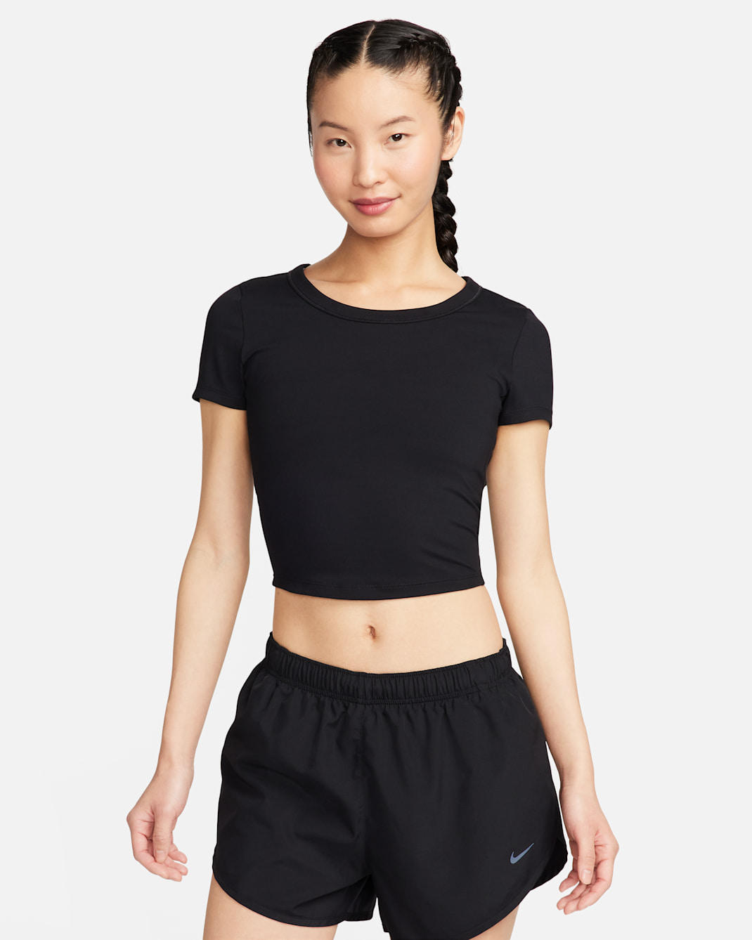 Nike One Fitted Women's Dri-FIT Short-Sleeve Cropped Top - Black/Black