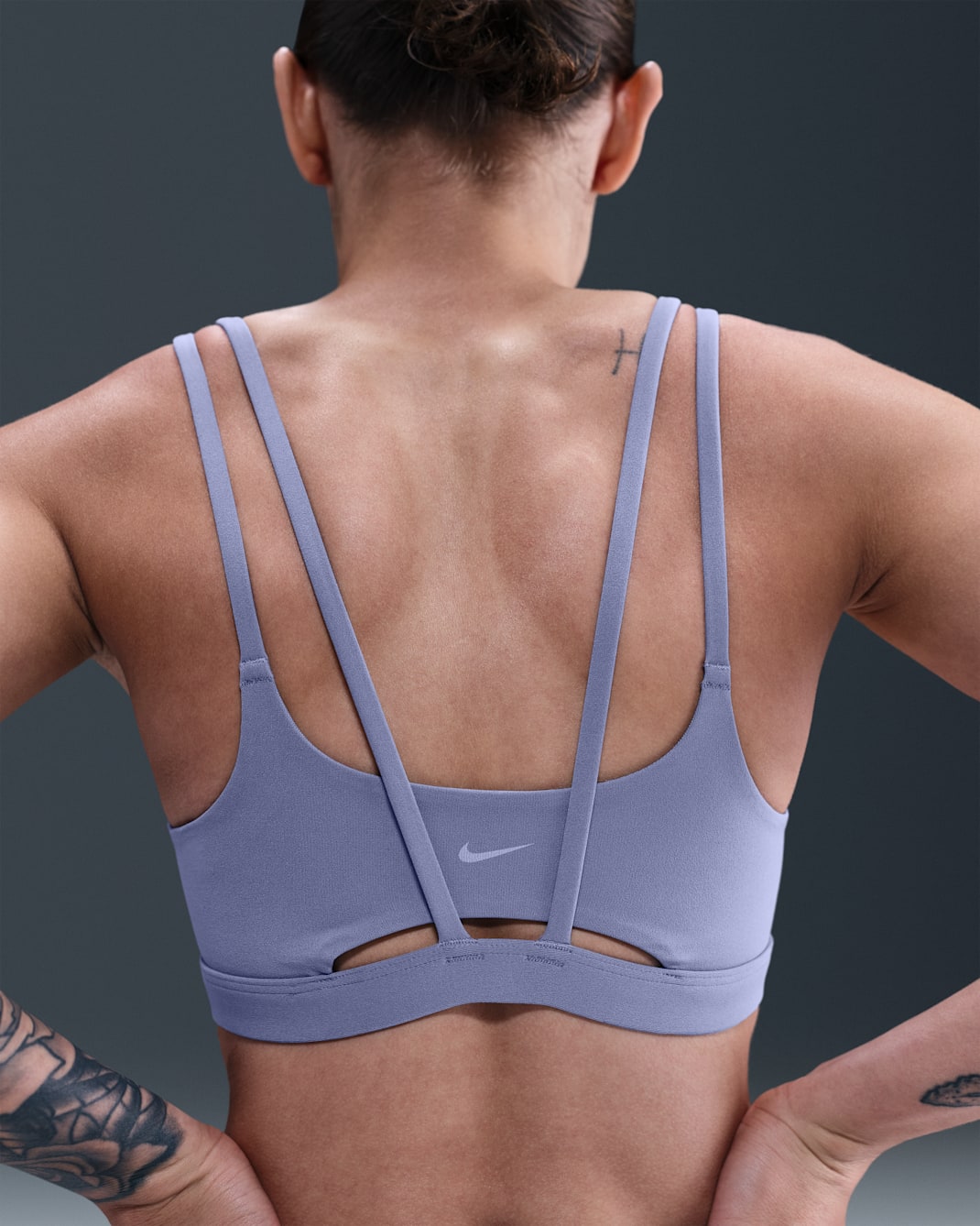 Nike Zenvy Strappy Bra deportivo de baja sujeción con almohadillas para mujer - Índigo mundial/Blanco