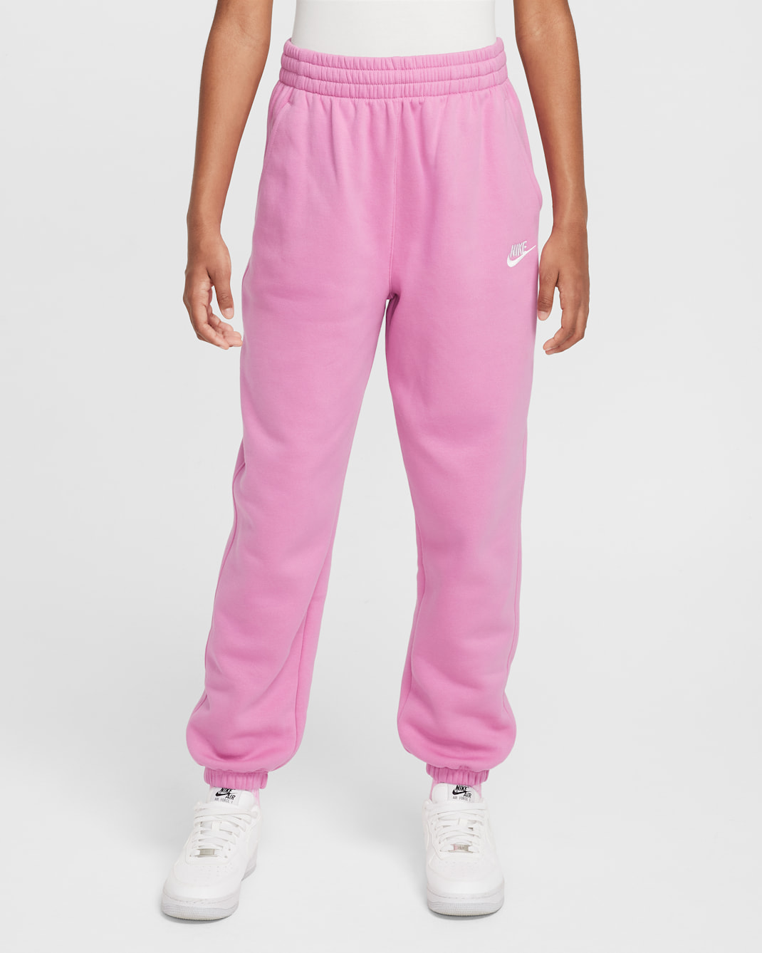 Nike Sportswear Club Fleece Big Kids' Loose Pants - Magic Flamingo/Magic Flamingo/White