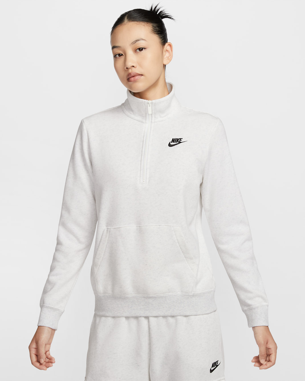 ナイキ スポーツウェア クラブ フリース ウィメンズ 1/2ジップ スウェットシャツ - バーチヘザー/ブラック