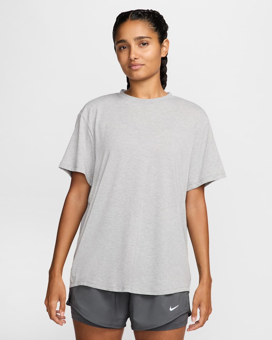 Nike One Relaxed Dri-FIT rövid ujjú női felső - Smoke Grey/Heather/Fekete