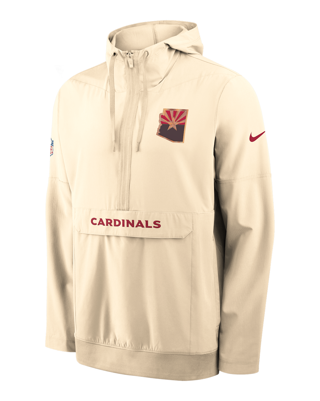 Arizona Cardinals Rivalries Collection Sideline Anorak Men's Nike NFL 1/2-Zip Hooded Jacket - Natural