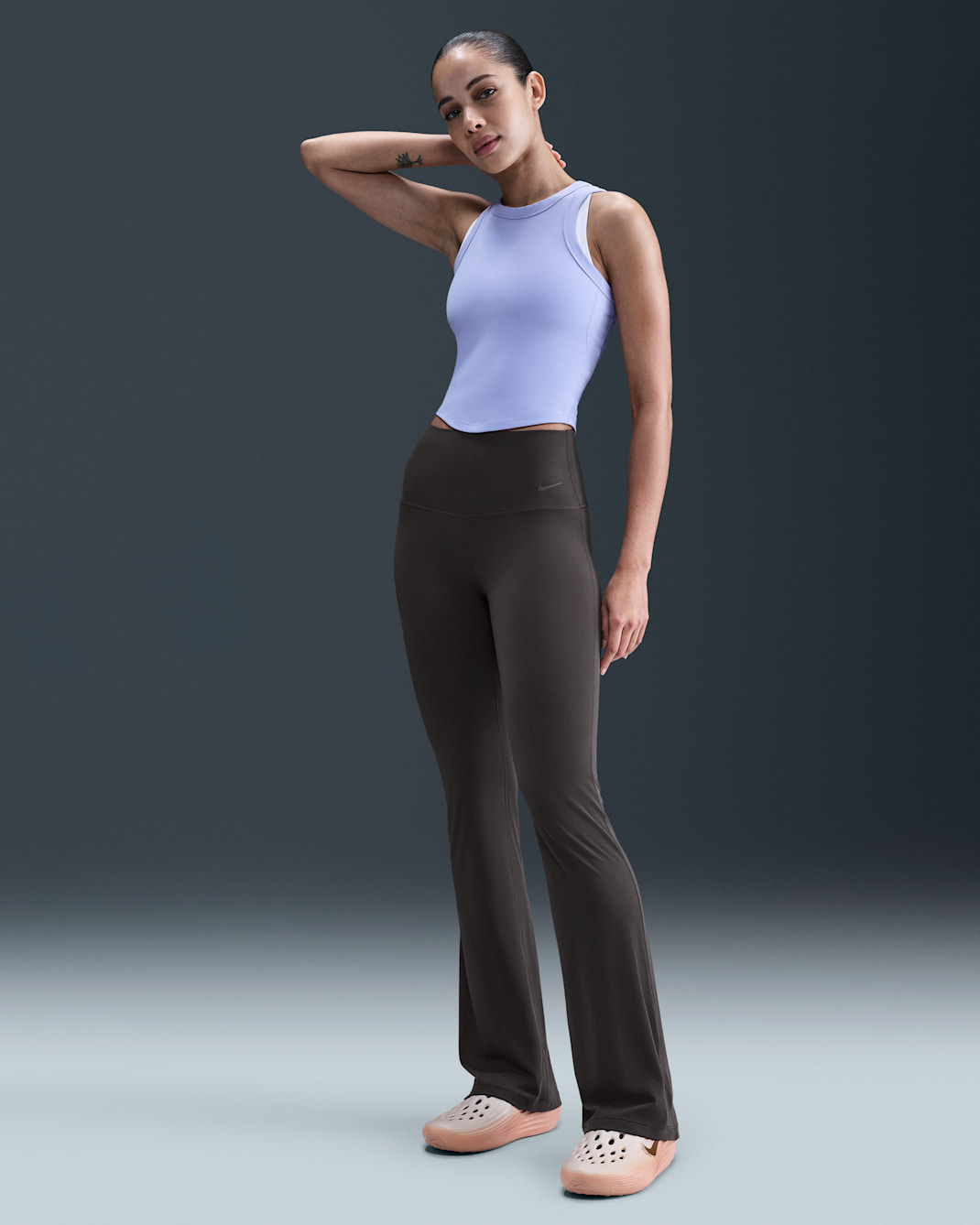 Nike Zenvy Women's High-Waisted Flared Leggings - Thunder Grey/Black