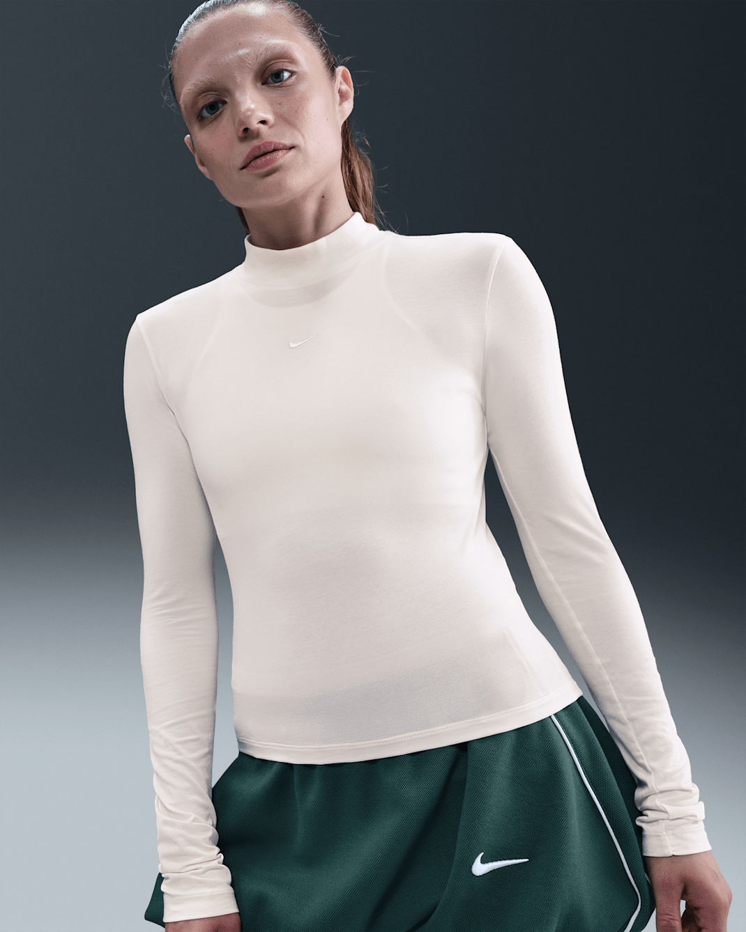 Nike Sportswear Chill Knit Women's Slim Long-Sleeve Mock-Neck T-Shirt - Pale Ivory