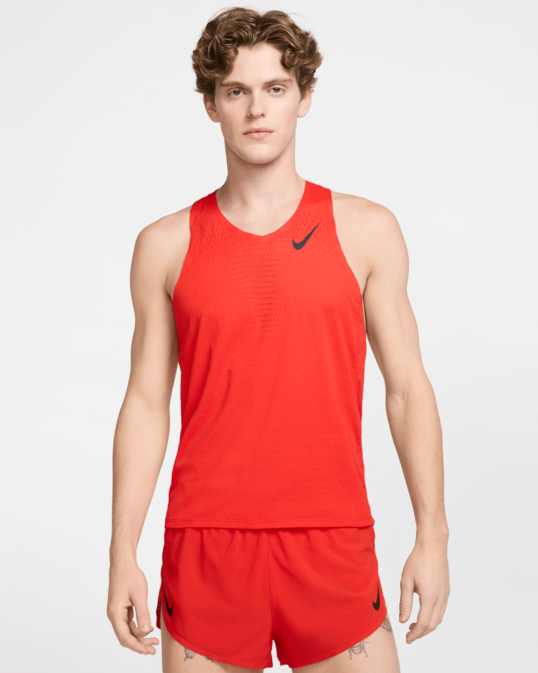 Nike AeroSwift Men's Dri-FIT ADV Running Singlet - Light Crimson/Black