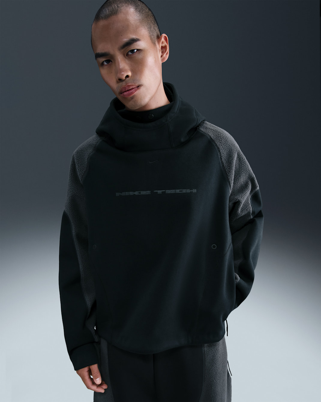 나이키 테크 보레아스 남성 오버사이즈 후디 - 블랙/앤트러사이트/블랙