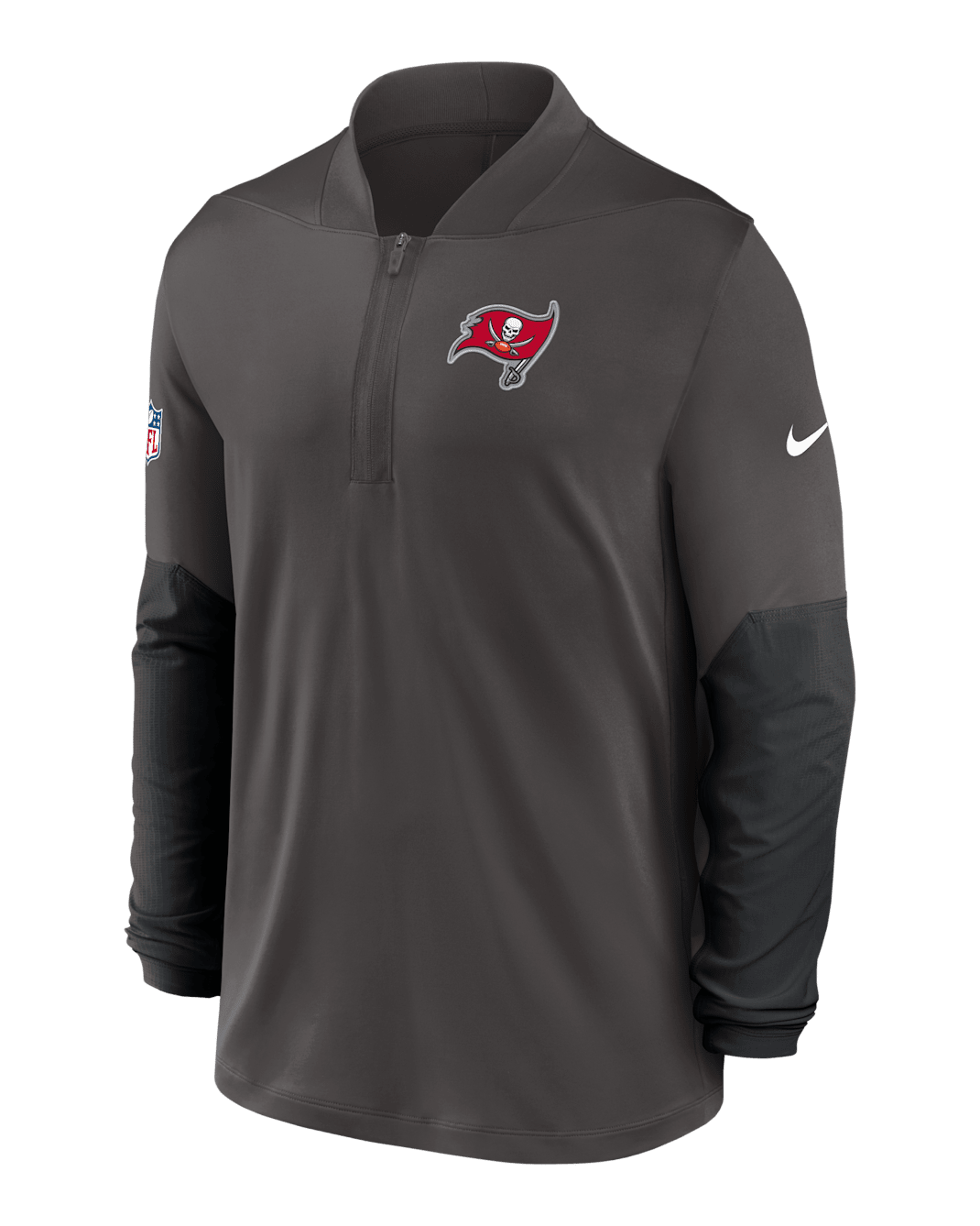 Tampa Bay Buccaneers Feel The Pressure Men's Nike Dri-FIT NFL 1/2-Zip Top - Pewter