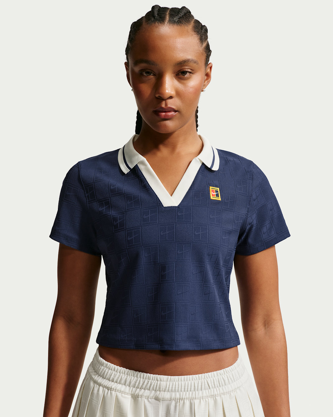 NikeCourt Court Collection Women's Dri-FIT Cropped Tennis Polo - Midnight Navy/Sail