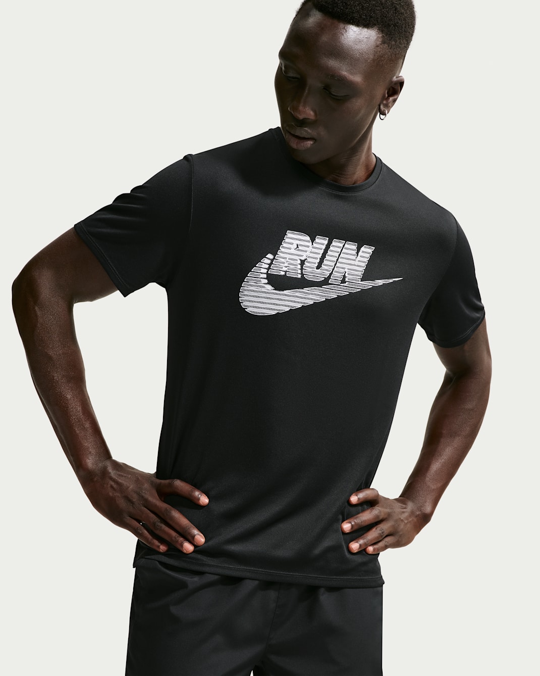 Nike Miler Men's Dri-FIT UV-Protection Short-Sleeve Running Top - Black/White