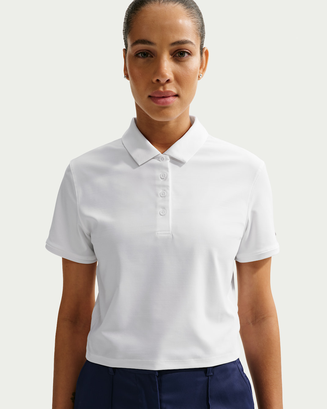 Nike Victory Women's Dri-FIT Short-Sleeve Cropped Golf Polo - White/Black
