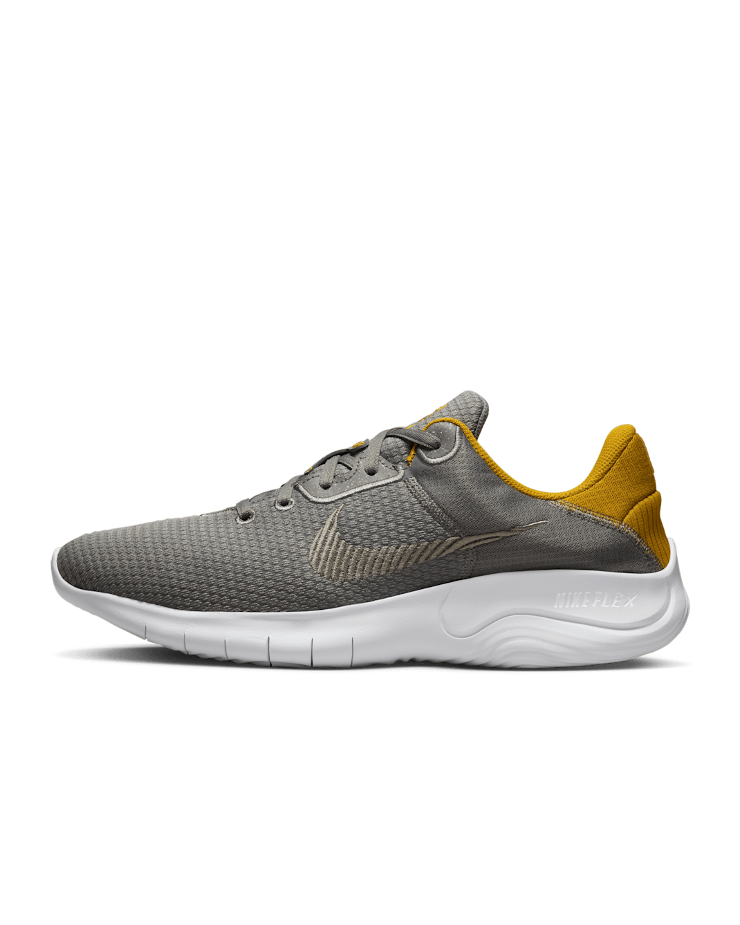 Nike Flex Experience Run 11 Men's Road Running Shoes - Flat Pewter/Gold Suede/White/Metallic Pewter