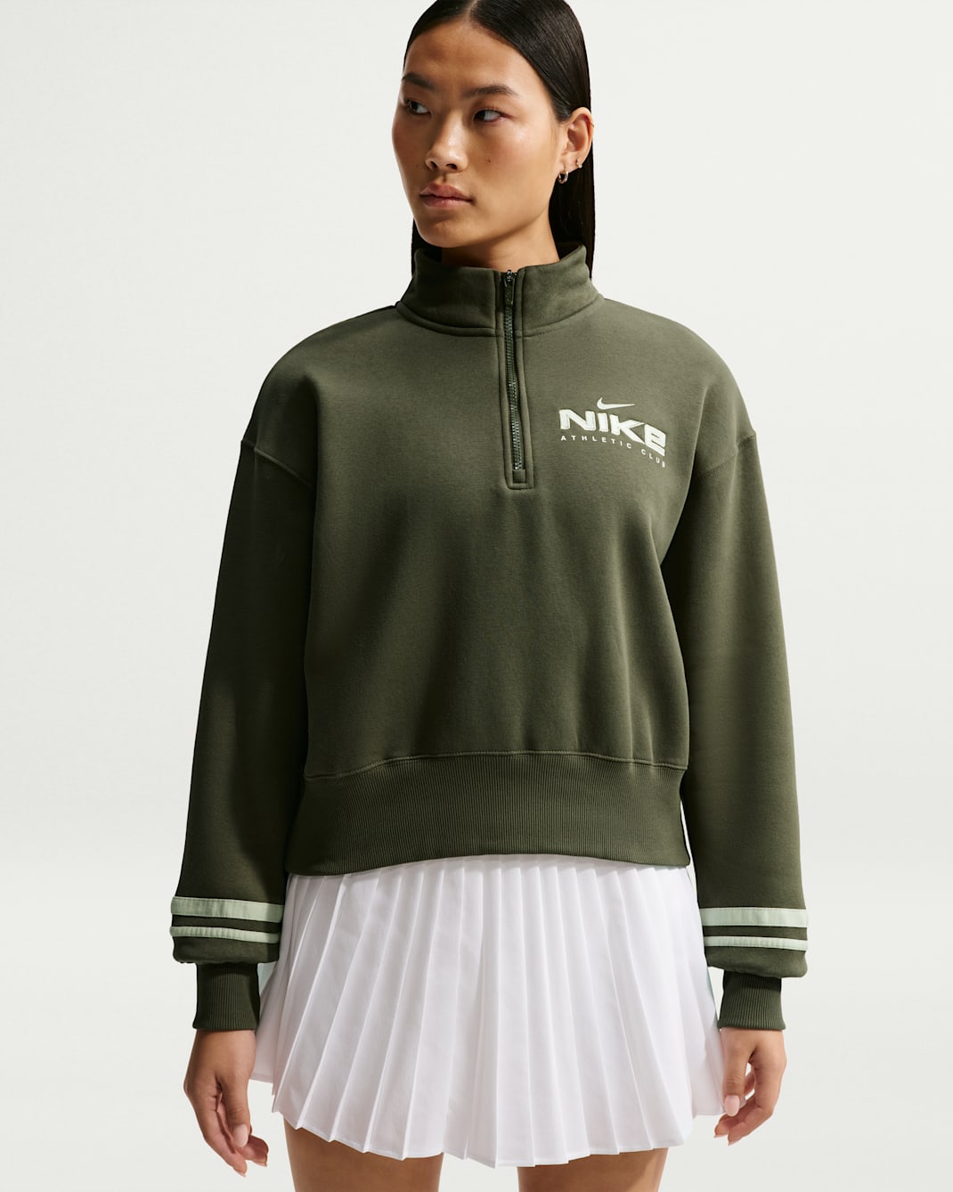 Nike Sportswear Women's Oversized 1/4-Zip Fleece Top - Cargo Khaki