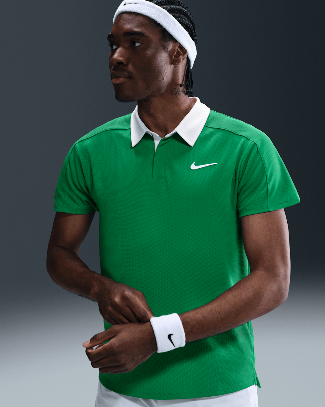 NikeCourt Slam Men's Dri-FIT ADV Tennis Polo - Stadium Green/White