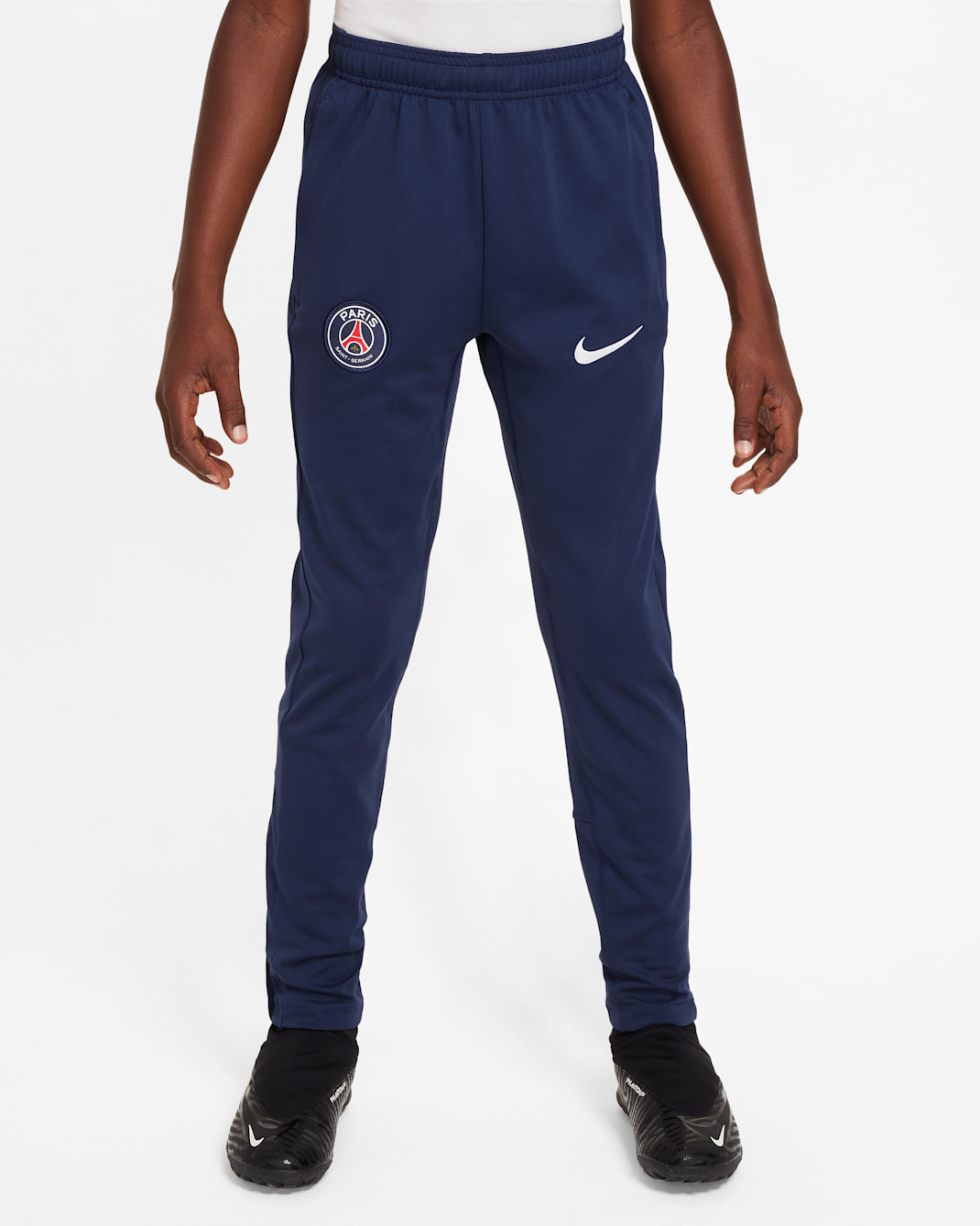 Pantalon de foot en maille Nike Dri-FIT Paris Saint-Germain Academy Pro pour ado - Midnight Navy/Blanc
