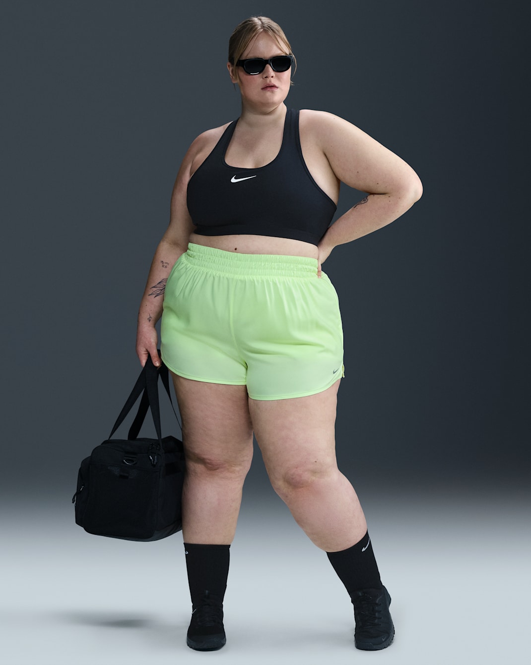 Nike Dri-FIT One Women's High-Waisted 3" 2-in-1 Shorts (Plus Size) - Barely Volt