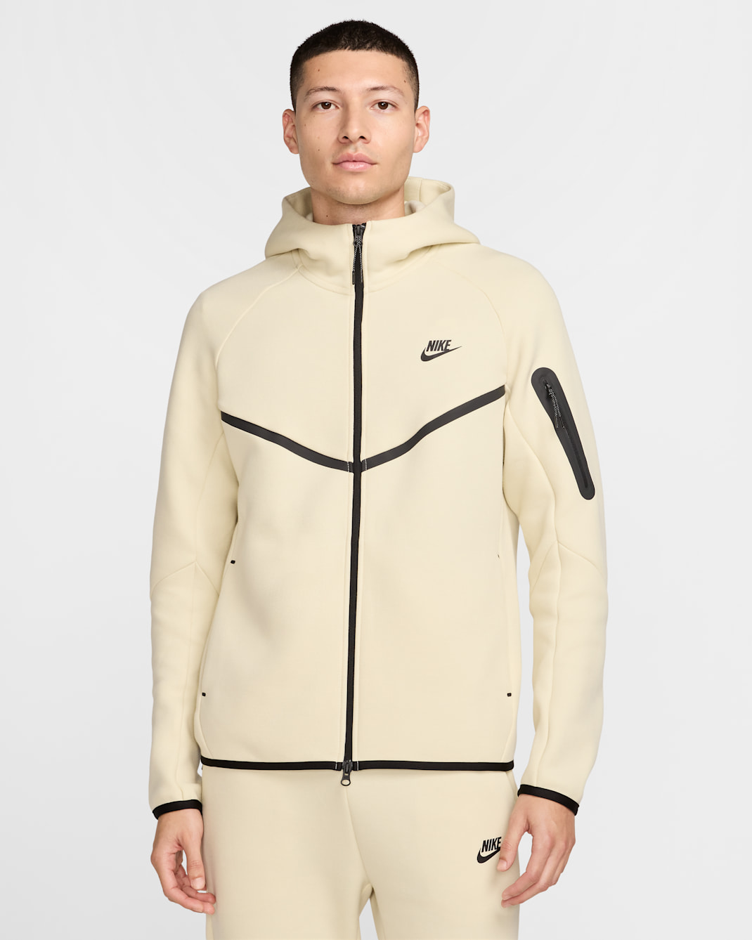 Nike Tech Men's Fleece Windrunner Full-Zip Jacket - Light Khaki/Black