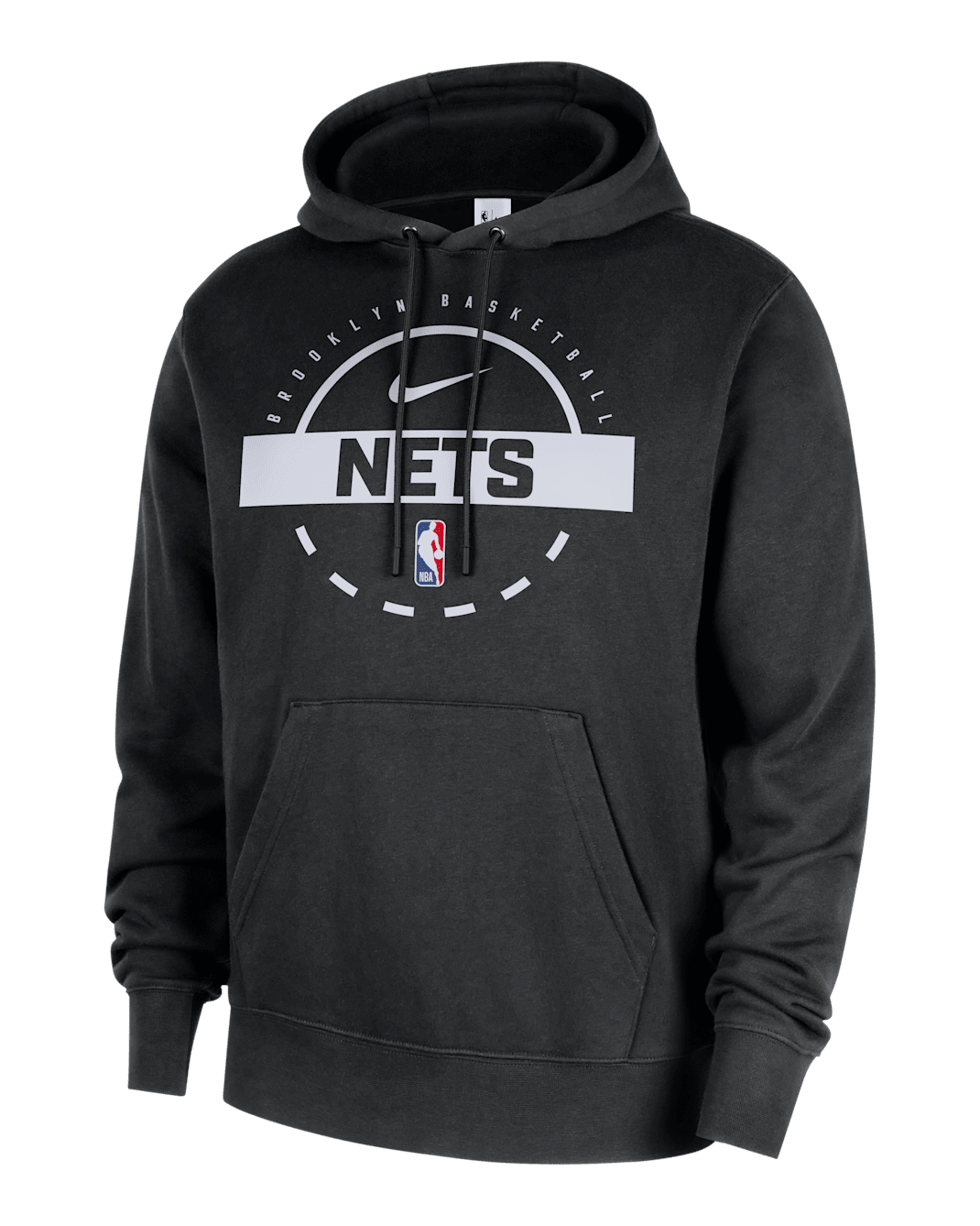 Brooklyn Nets Club Men's Nike NBA Practice Pullover Hoodie - Black/White