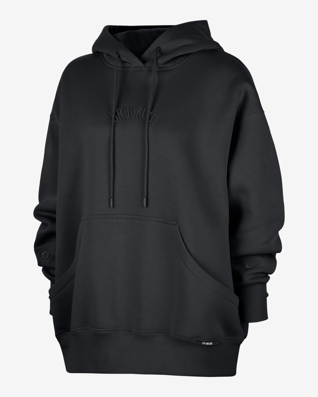 Sudadera con gorro Phoenix Fleece Nike de la NBA premium Brooklyn Nets City Edition - Mujer - Negro