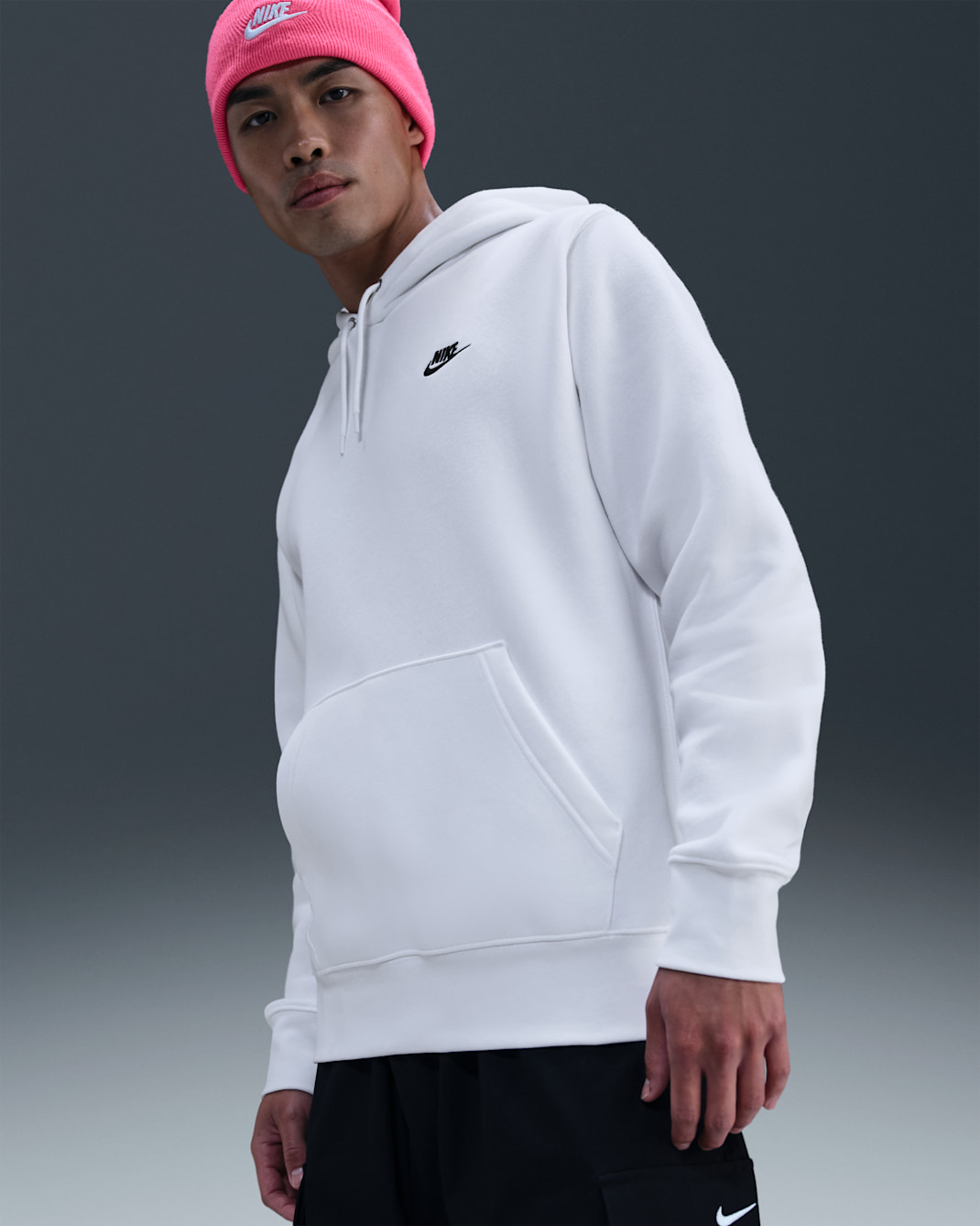나이키 클럽 남성 풀오버 플리스 후디 - 화이트/화이트/블랙