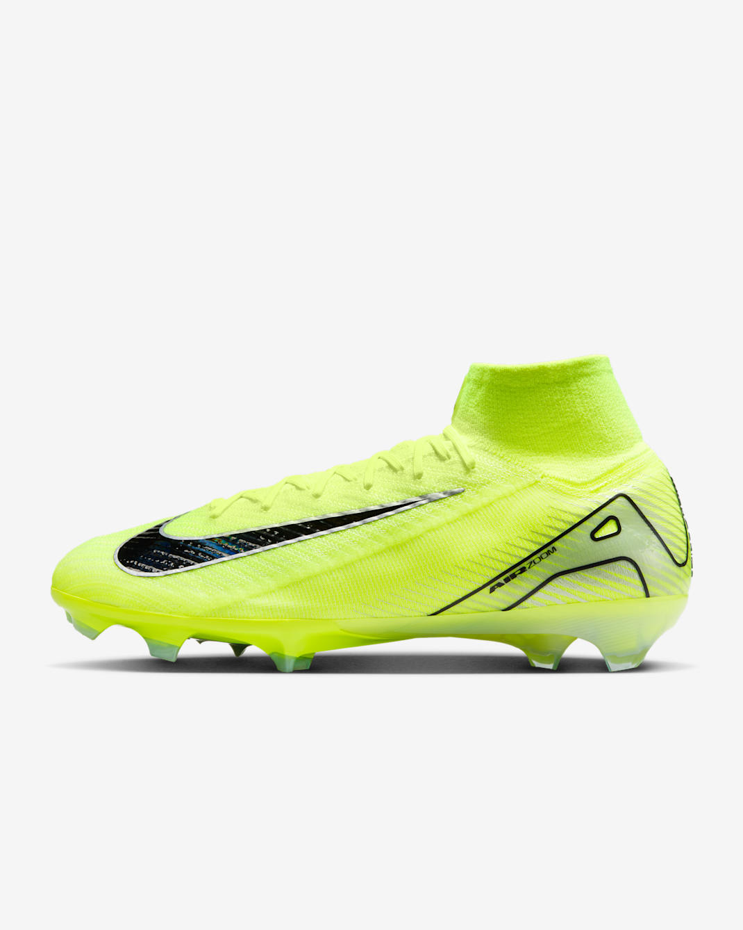 Nike Mercurial Superfly 10 Elite Botas de fútbol de perfil alto para terreno firme - Volt/Negro