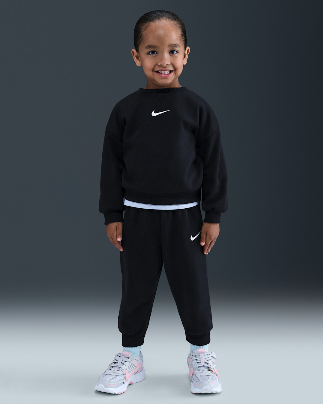 나이키 에센셜 베이비 투피스 플리스 크루 세트 - 블랙