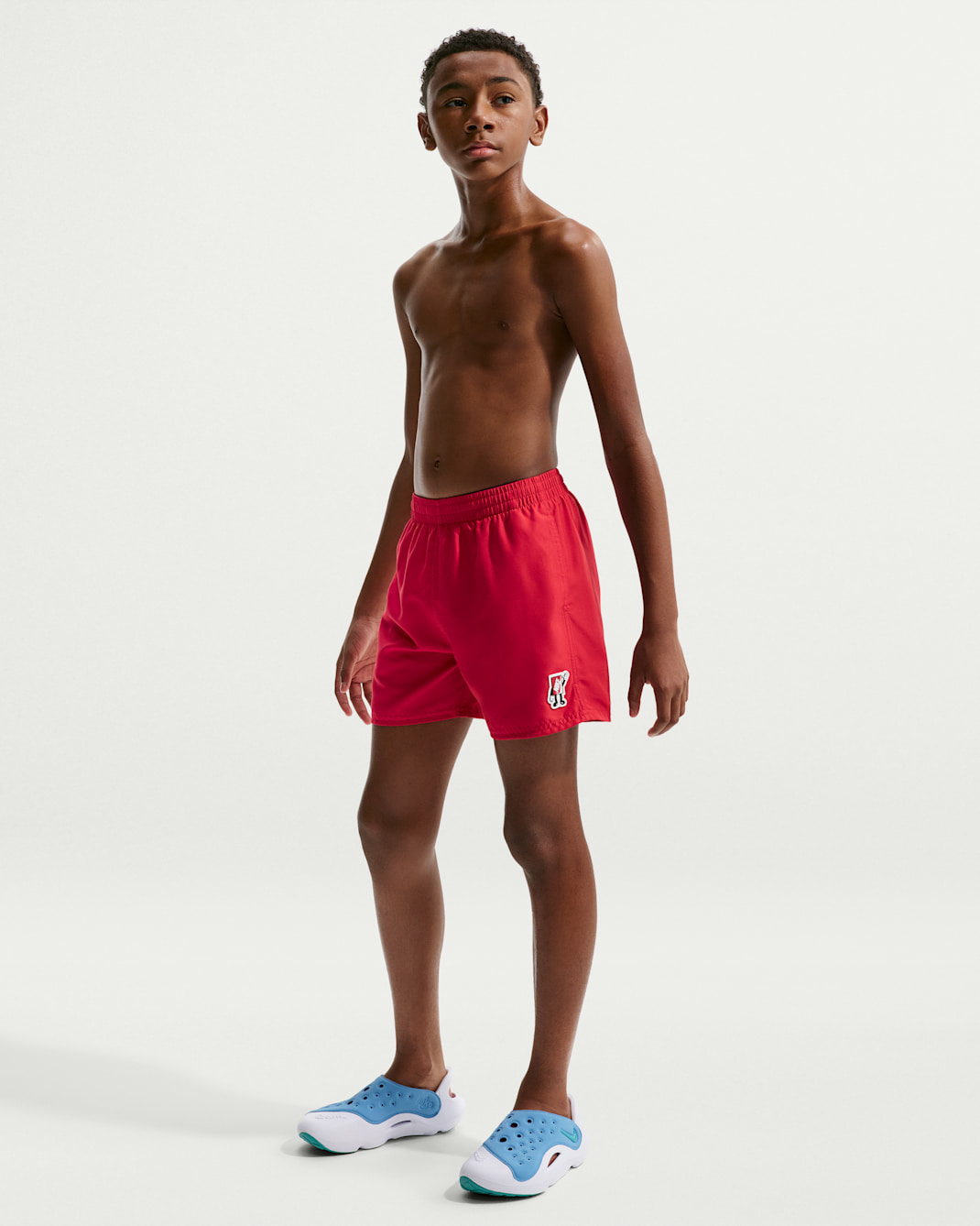 Short de volley avec sous-short intégré 10 cm Nike Swim Breaker pour ado (garçon) - University Red/University Red/Blanc/Blanc