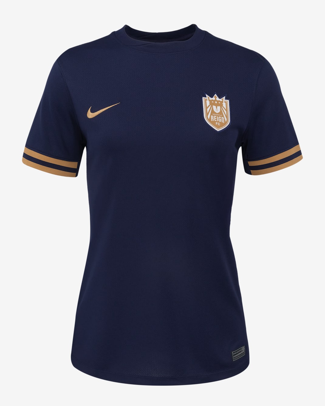 Jersey Nike Dri-FIT de la NWSL tipo réplica para mujer Seattle Reign FC 2025 Stadium local - Azul oscuro/Oro elemental